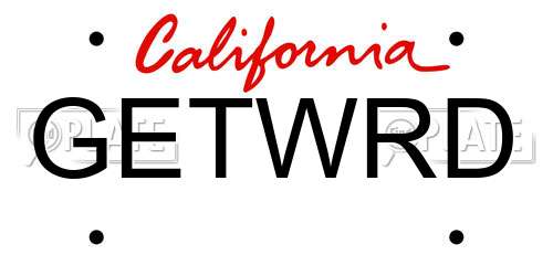 GETWRD California License Plate
