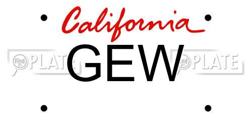 GEW California License Plate