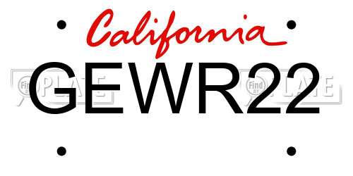 GEWR22 California License Plate