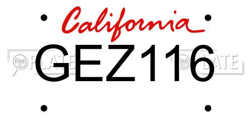 GEZ116 California License Plate