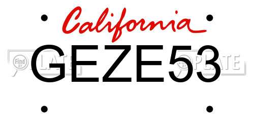 GEZE53 California License Plate