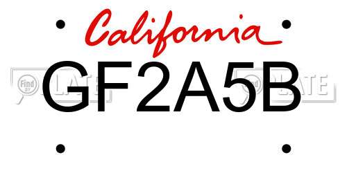 GF2A5B California License Plate