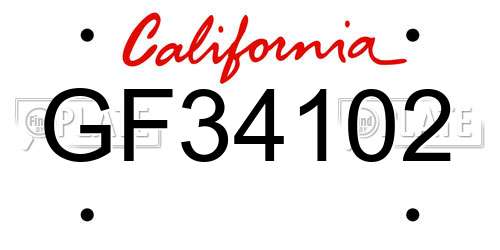 GF34102 California License Plate