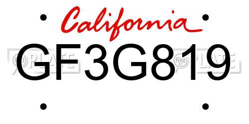 GF3G819 California License Plate