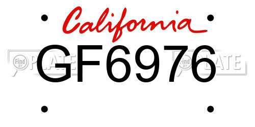 GF6976 California License Plate