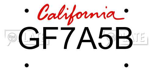 GF7A5B California License Plate