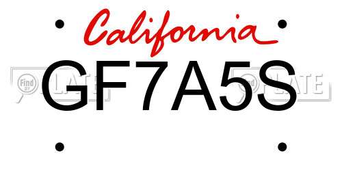 GF7A5S California License Plate