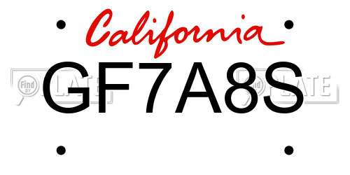 GF7A8S California License Plate