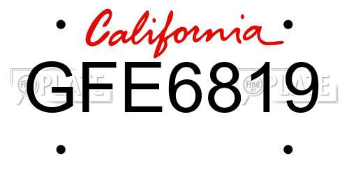 GFE6819 California License Plate