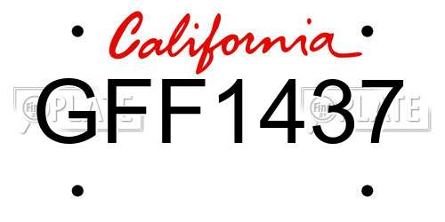 GFF1437 California License Plate