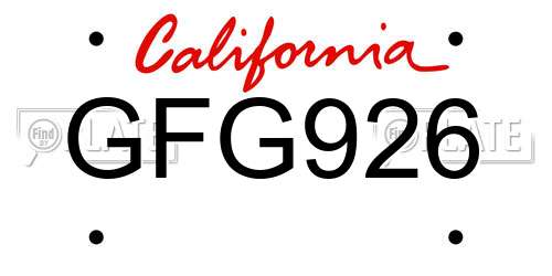 GFG926 California License Plate