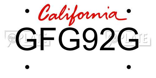 GFG92G California License Plate