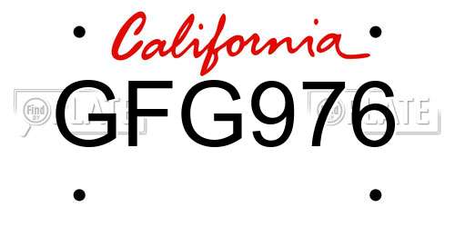 GFG976 California License Plate