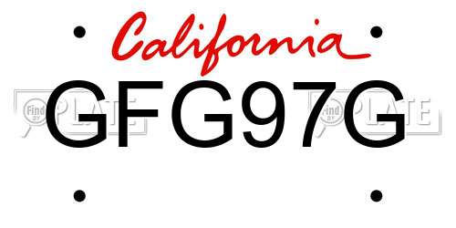 GFG97G California License Plate