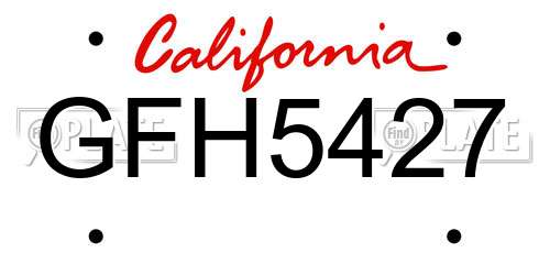 GFH5427 California License Plate