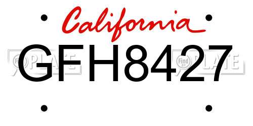 GFH8427 California License Plate