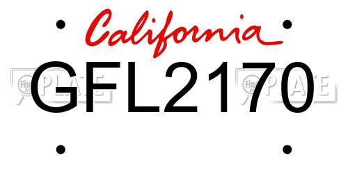 GFL2170 California License Plate