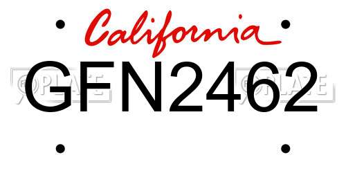 GFN2462 California License Plate
