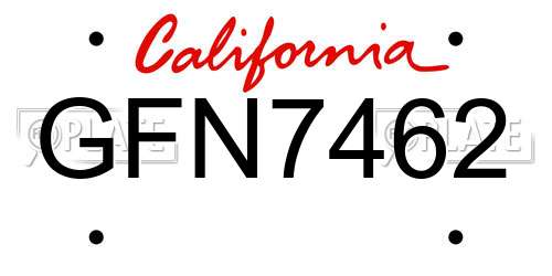 GFN7462 California License Plate