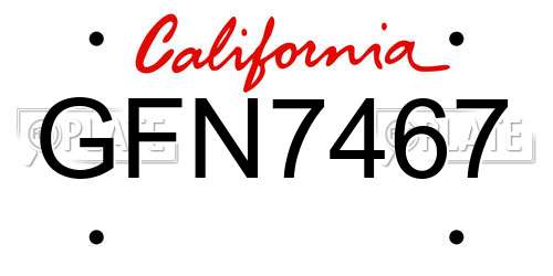 GFN7467 California License Plate