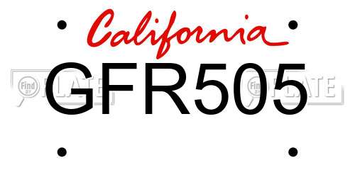 GFR505 California License Plate