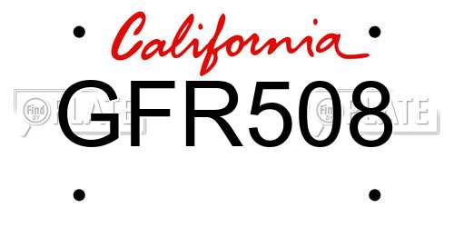 GFR508 California License Plate