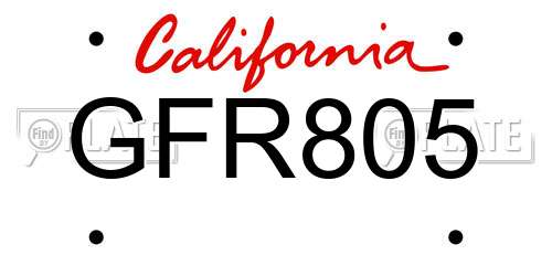 GFR805 California License Plate
