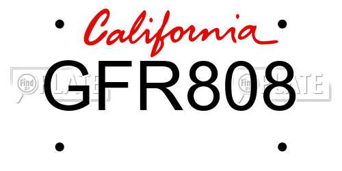 GFR808 California License Plate