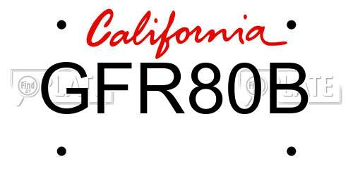GFR80B California License Plate
