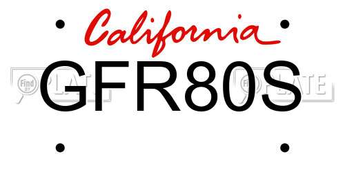 GFR80S California License Plate