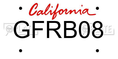 GFRB08 California License Plate