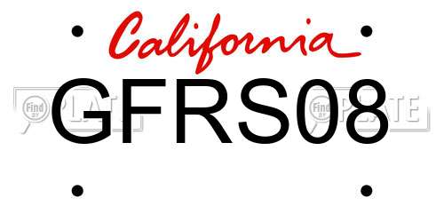 GFRS08 California License Plate