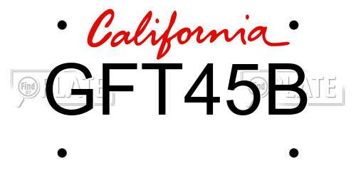 GFT45B California License Plate