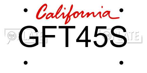 GFT45S California License Plate