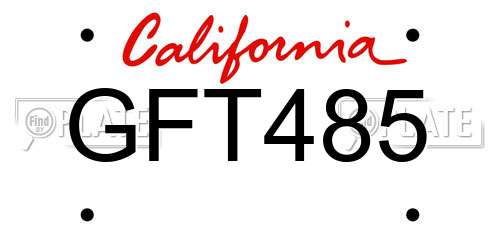 GFT485 California License Plate