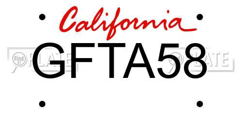 GFTA58 California License Plate