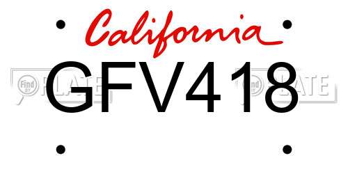 GFV418 California License Plate