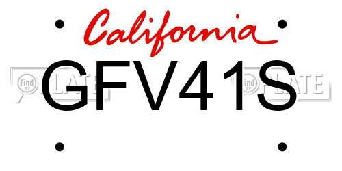 GFV41S California License Plate