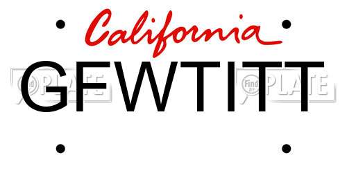 GFWTITT California License Plate
