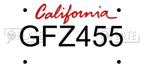 GFZ455 California License Plate