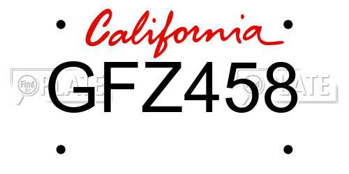 GFZ458 California License Plate