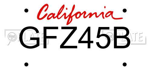 GFZ45B California License Plate