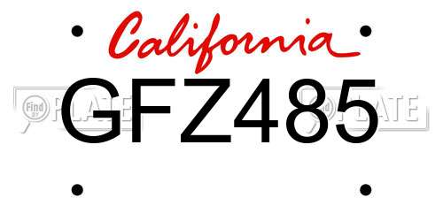 GFZ485 California License Plate