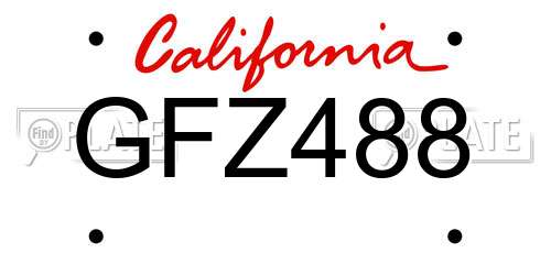 GFZ488 California License Plate