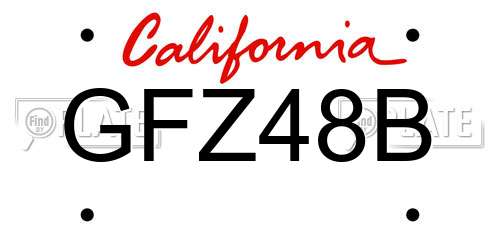 GFZ48B California License Plate