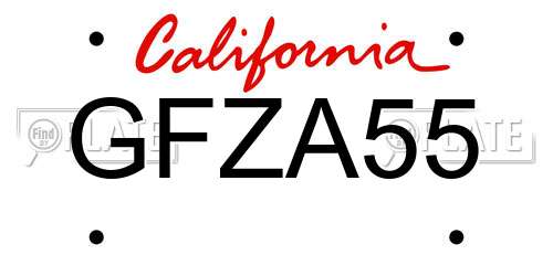 GFZA55 California License Plate
