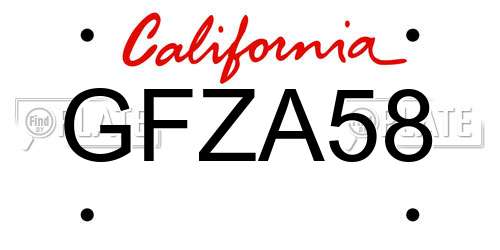 GFZA58 California License Plate