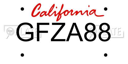 GFZA88 California License Plate
