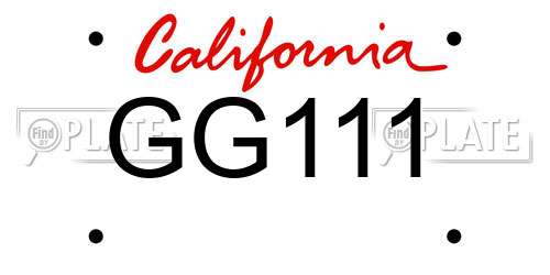 GG111 California License Plate
