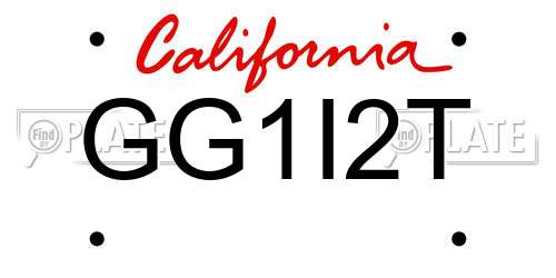 GG1I2T California License Plate